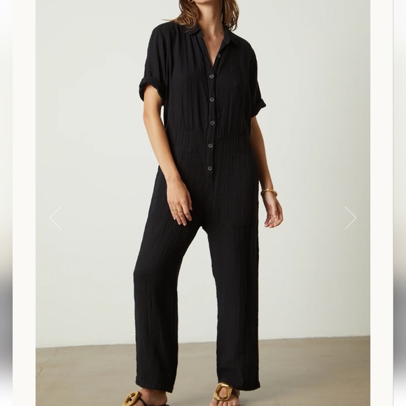 Velvet by Graham & Spencer Pants - VELVET By Graham & Spencer Elia Cotton Gauze Jumpsuit Small Black